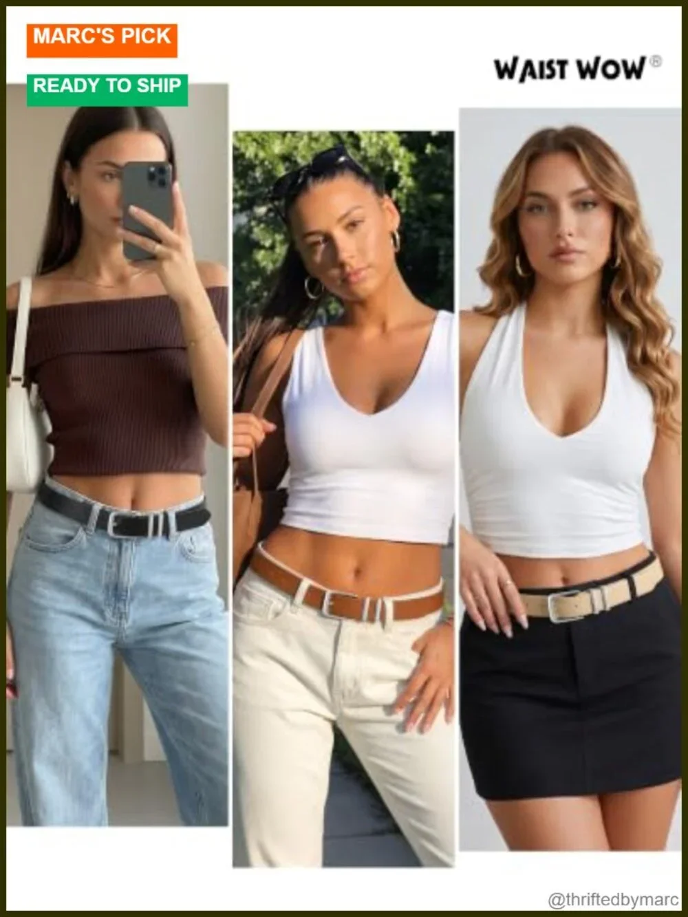 3 Pack Women's Faux Leather Belts with Gold Buckle